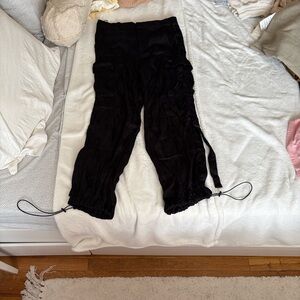 Zara Black Satin Drawstring Cargo Pants